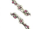 Silver Tone Bobby Pin Pair with Pink or Blue Flower Stones