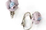 Lavender Porcelain Rose Clip Earrings