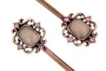 Copper Toned Bobby Pin Pair with Pink Stones