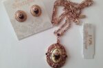 Manor House Framed Earrings & Long Pendant Rose Necklace