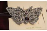 Silver tone Filigree Butterfly Wire Barrette