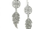 De Luca Silver Tone Feather Angel Wing Earrings