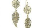 De Luca Gold Tone Feather Angel Wing Earrings