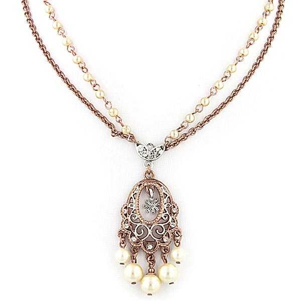 Manor House Pink Champagne Ornate Chandelier Pendant Necklace