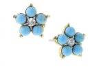 Turquoise and Crystal Floral Petite Stud Earrings