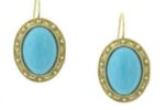 Turquoise Oval Stone Gold Drop Earrings