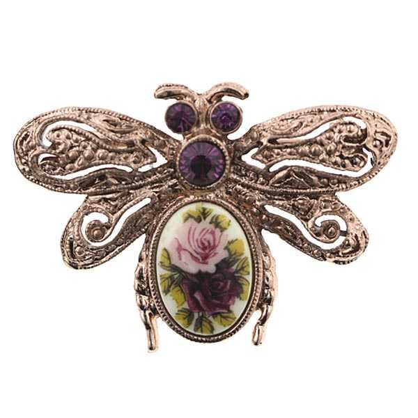 Manor House Romantic Rose Gold Butterfly Pin