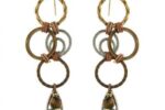 T.R.U. Mixed Metal Tiger Eye Jump Ring Earrings