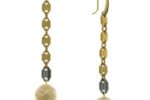 T.R.U. Brass Link Earring with Riverstone Beads