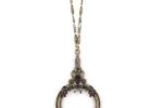 Ornate Magnifying Glass Necklace Silver Tone