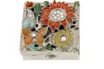Orange Flower Square Pill Box