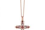 2028 Jewelry Copper Toned Ruby Colored Rhinestone Cross