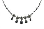 Black Stone & Rhinestone Dangle Necklace