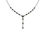 Black Stone Cut Out Small Rhinestone Necklace