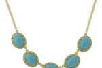 Turquoise Oval Stone Gold Short Necklace