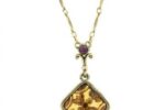 Victoria’s Intaglio Smoked Topaz Square Pendant Necklace