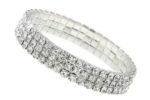 1928 Jewelry Silver Toned 3 Row Crystal Sparkle Bracelet