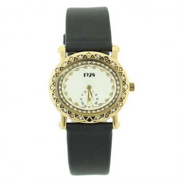 Black and Gold Toned Watch with Swarovski Crystals