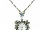 Silver Toned with Light Blue Stoned Pendant Watch