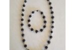 Polly Simone's Black Bead & Rhinestone Orb Necklace & Bracelet Set